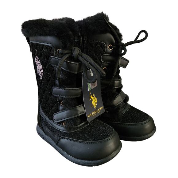 NWT US Polo Assn Black Winter Boots Size 9C